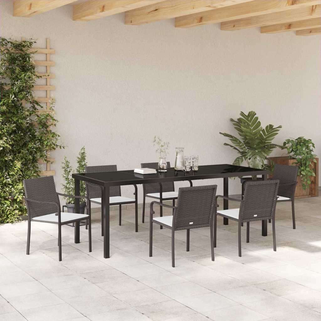 Tuin Eettafelset 7 Pcs Bruin En Zwart Pe Rattan