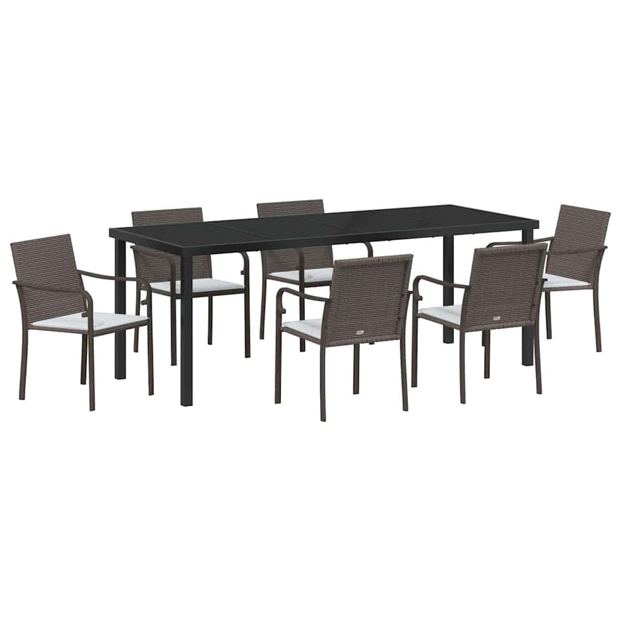 Tuin Eettafelset 7 Pcs Bruin En Zwart Pe Rattan