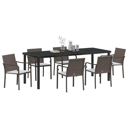 Tuin Eettafelset 7 Pcs Bruin En Zwart Pe Rattan