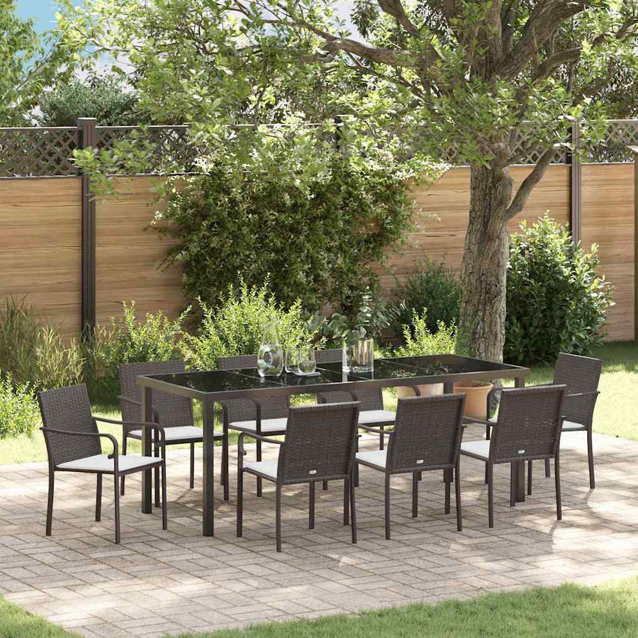 Tuin Eetset 9 Pcs Bruin Poly Riet