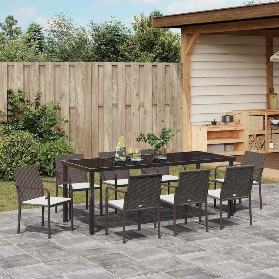 Tuin Eetset 9 Pcs Bruin Poly Riet