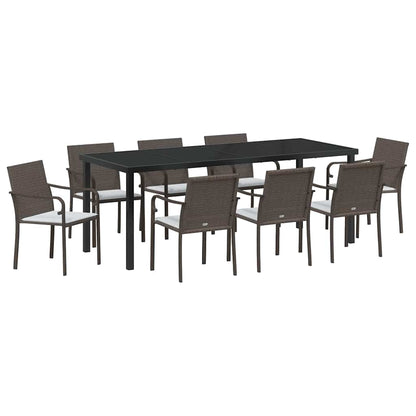 Tuin Eetset 9 Pcs Bruin Poly Riet