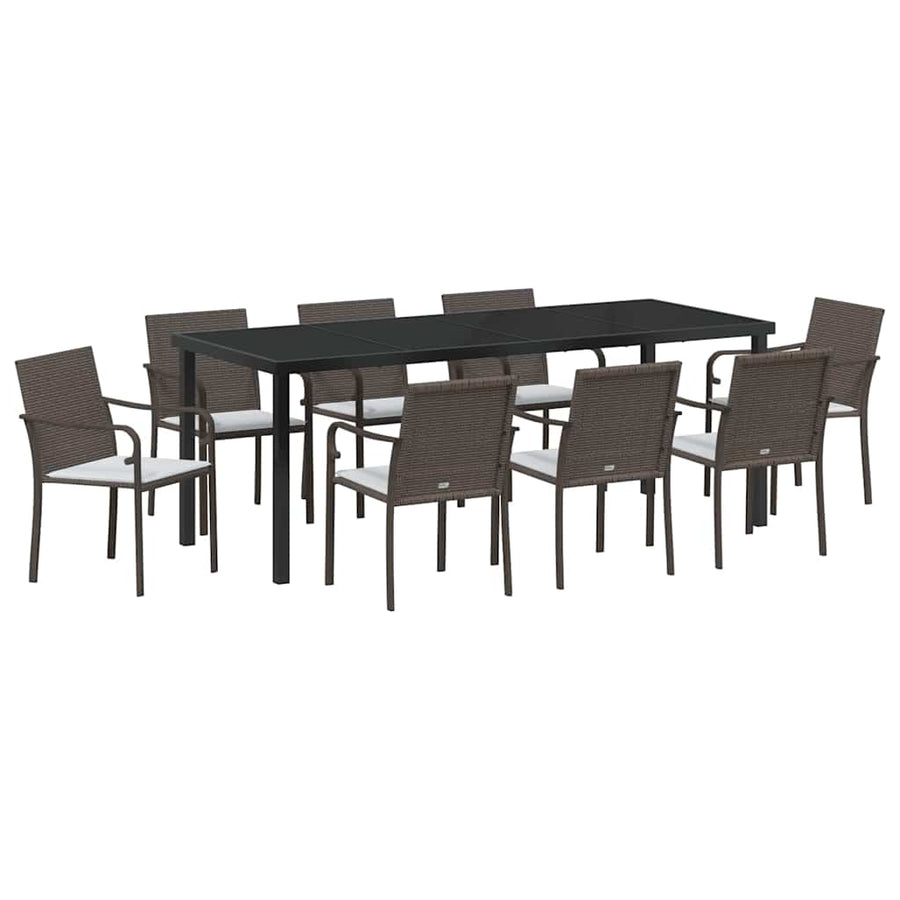 Tuin Eetset 9 Pcs Bruin Poly Riet