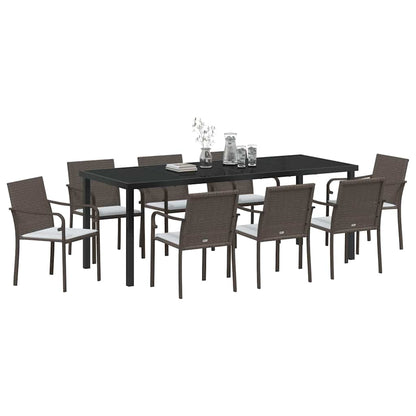 Tuin Eetset 9 Pcs Bruin Poly Riet