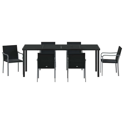 Tuin Eettafelset 7 Pcs Zwart En Grijs Pe Rattan