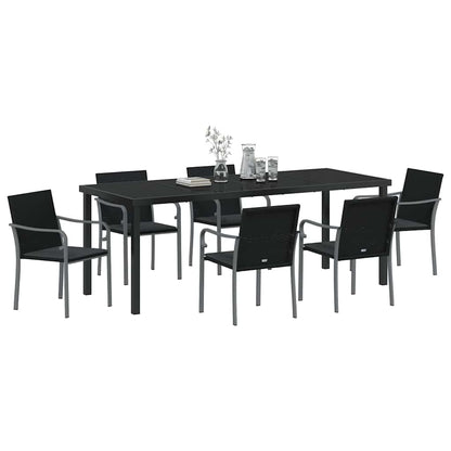 Tuin Eettafelset 7 Pcs Zwart En Grijs Pe Rattan