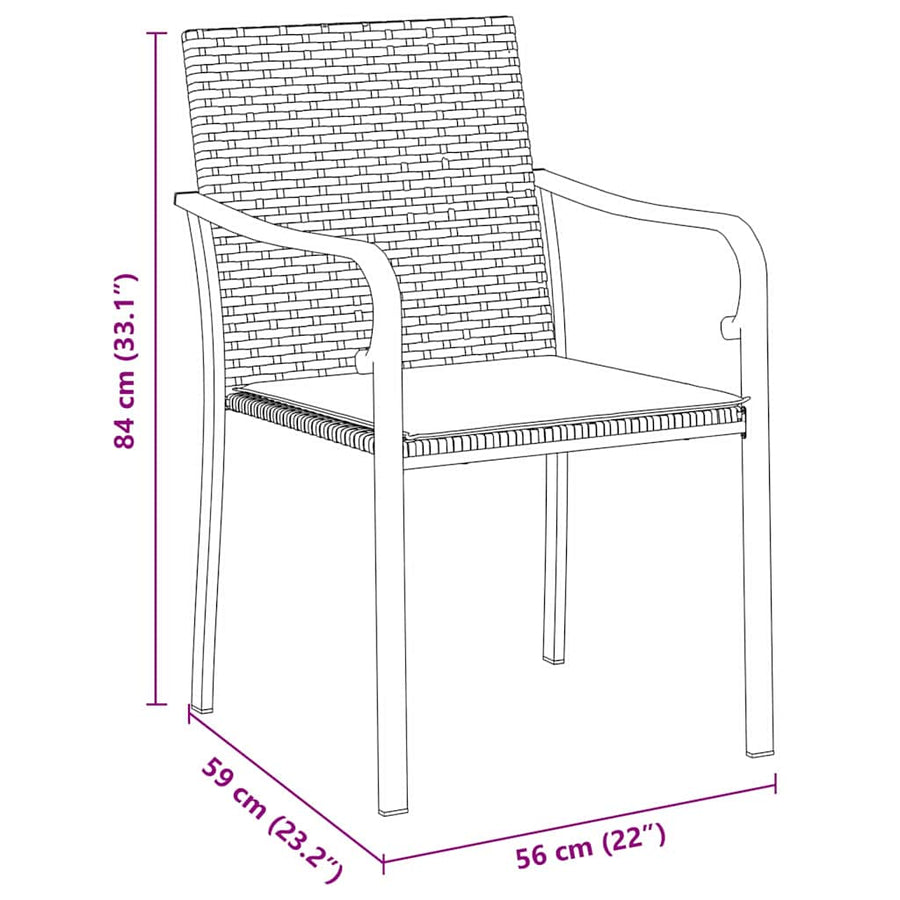 Tuin Eettafelset 9 Pcs Zwart En Grijs Pe Rattan