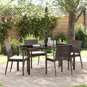 Tuin eettafelset PE Rattan bruin zwart 4 personen