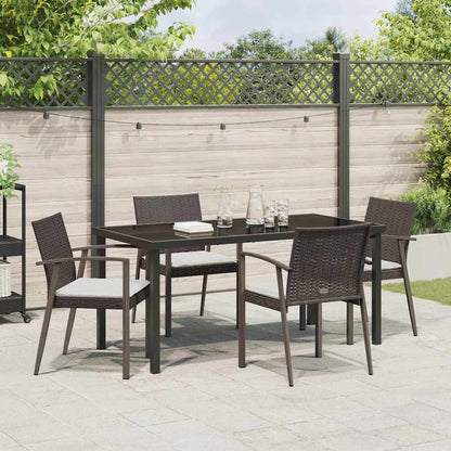 Tuin eettafelset 5 pcs Bruin en zwart PE Rattan