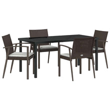Tuin eettafelset 5 pcs Bruin en zwart PE Rattan