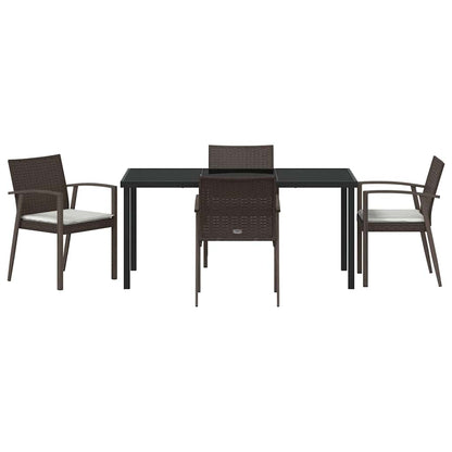 Tuin eettafelset 5 pcs Bruin en zwart PE Rattan