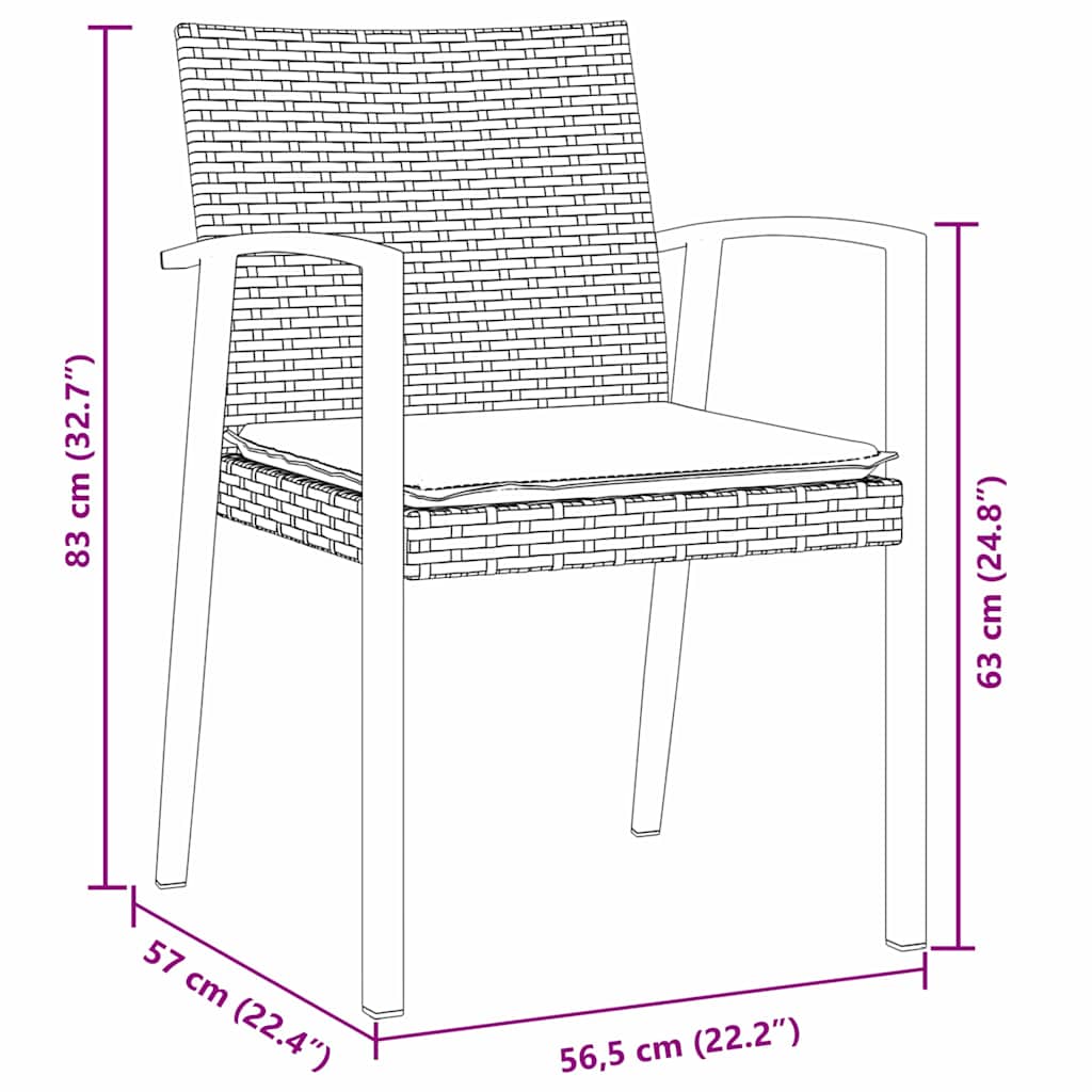Tuin eettafelset 5 pcs Bruin en zwart PE Rattan