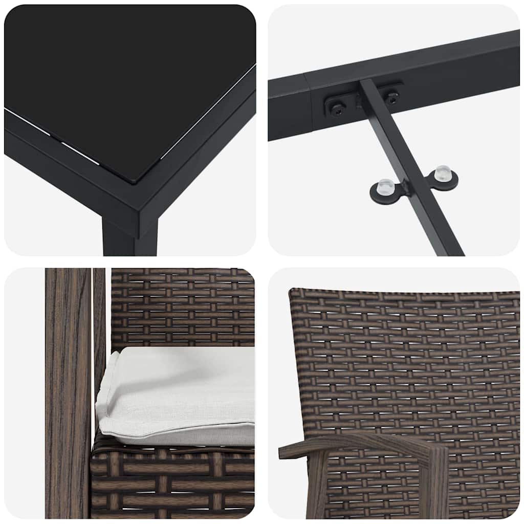 Tuin Eettafelset 7 Pcs Bruin En Zwart Pe Rattan