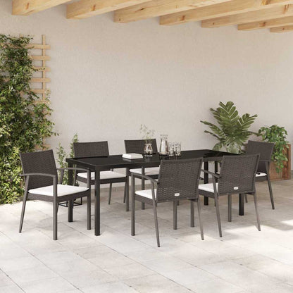 Tuin Eettafelset 7 Pcs Bruin En Zwart Pe Rattan