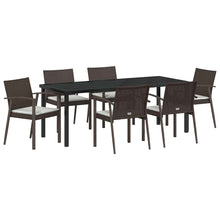 Tuin Eettafelset 7 Pcs Bruin En Zwart Pe Rattan