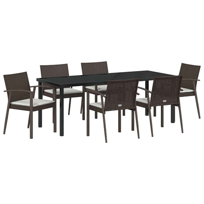 Tuin Eettafelset 7 Pcs Bruin En Zwart Pe Rattan