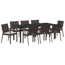 Tuin eettafelset 9 pcs Bruin en zwart PE Rattan