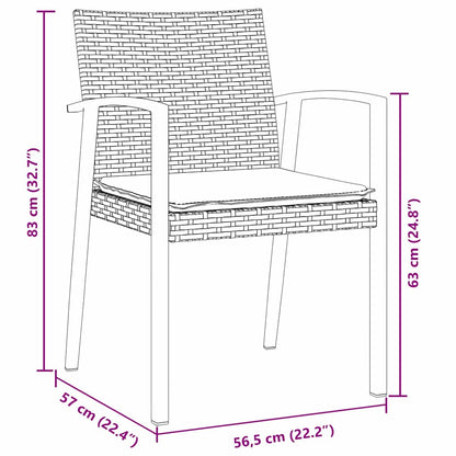 Tuin eettafelset 9 pcs Bruin en zwart PE Rattan