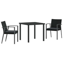 Tuin eettafelset 3 pcs Zwart en Grijs PE Rattan
