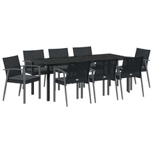 Tuin Eettafelset 9 Pcs Zwart En Grijs Pe Rattan