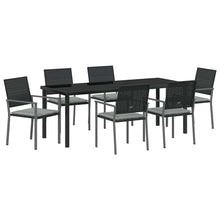 Tuin Eettafelset 7 Pcs Zwart En Licht Grijs Pe Rattan
