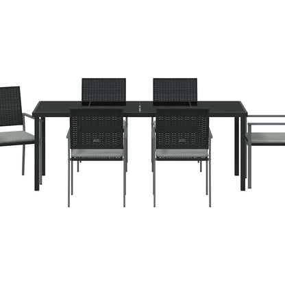 Tuin Eettafelset 7 Pcs Zwart En Licht Grijs Pe Rattan
