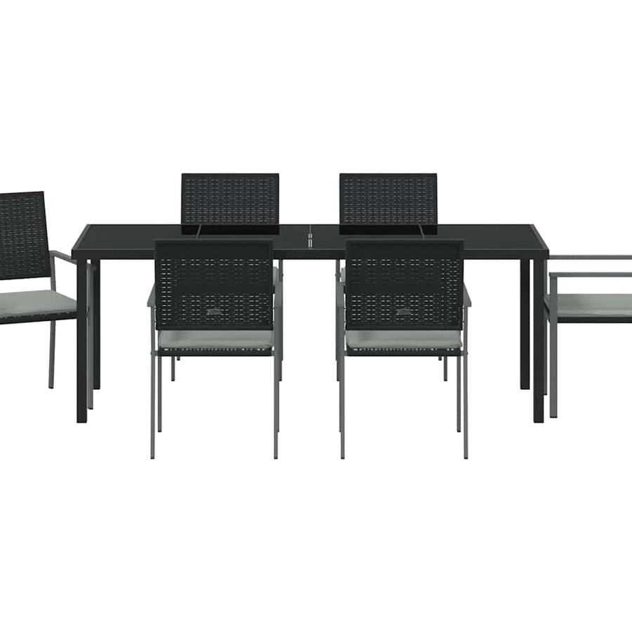 Tuin Eettafelset 7 Pcs Zwart En Licht Grijs Pe Rattan