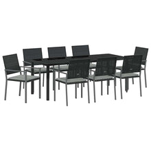 Tuin Eettafelset 9 Pcs Zwart En Licht Grijs Pe Rattan