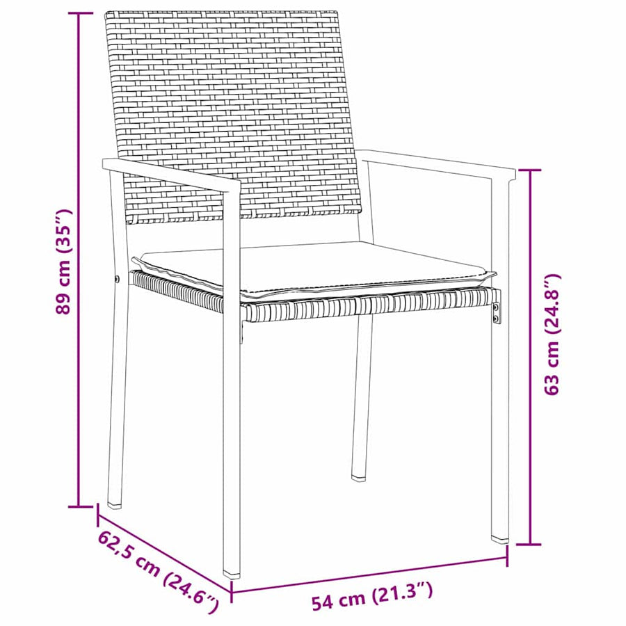 Tuin Eettafelset 9 Pcs Zwart En Licht Grijs Pe Rattan
