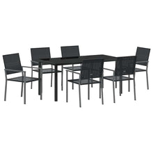 Tuin eettafelset 7 pcs Zwart PE Rattan