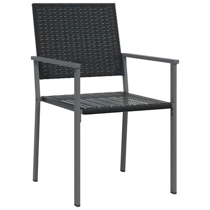 Tuin eettafelset 7 pcs Zwart PE Rattan