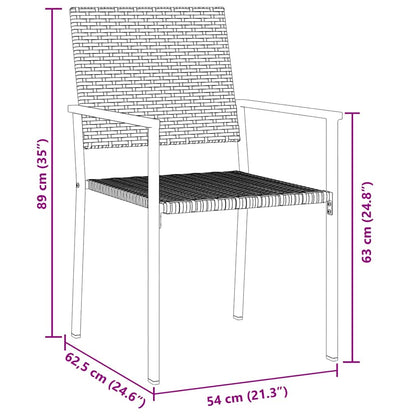 Tuin eettafelset 7 pcs Zwart PE Rattan