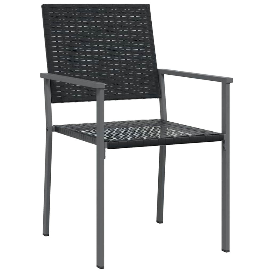 Tuin eettafelset 7 pcs Zwart PE Rattan
