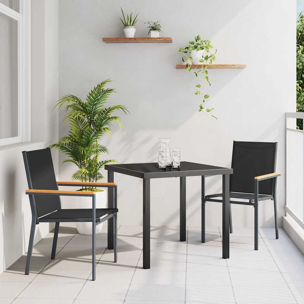 Tuin eettafelset 3 pcs Zwart Poedercoating staal