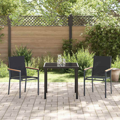 Tuin eettafelset 3 pcs Zwart Poedercoating staal