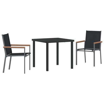 Tuin eettafelset 3 pcs Zwart Poedercoating staal