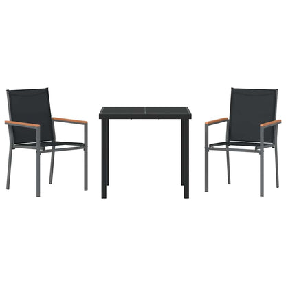 Tuin eettafelset 3 pcs Zwart Poedercoating staal