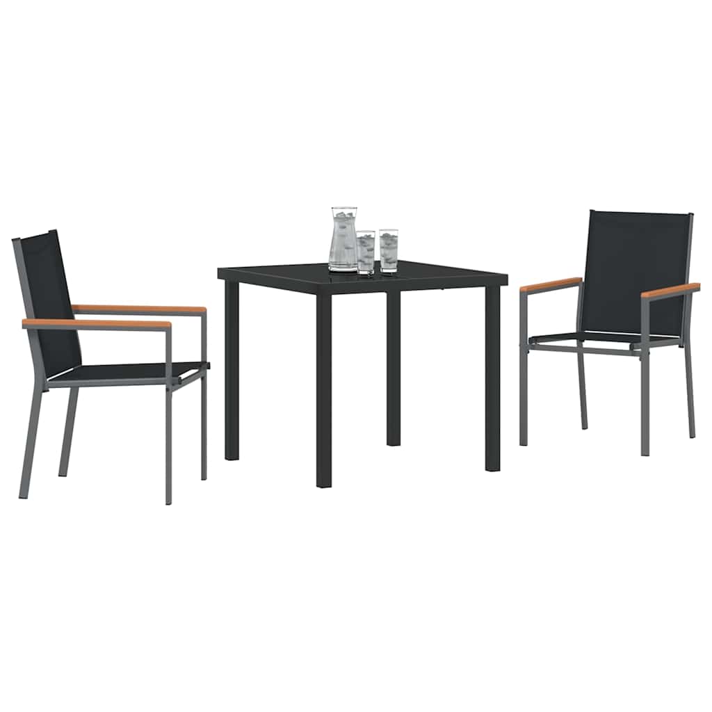 Tuin eettafelset 3 pcs Zwart Poedercoating staal