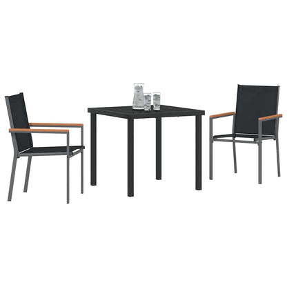 Tuin eettafelset 3 pcs Zwart Poedercoating staal