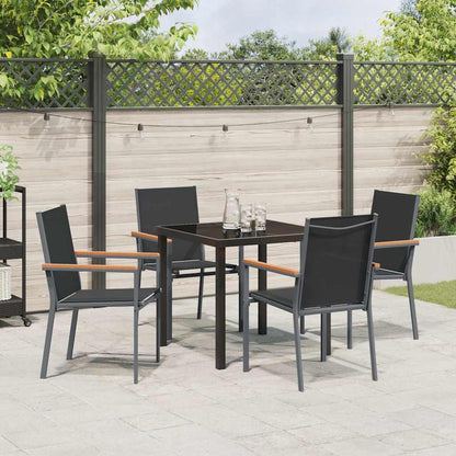 Tuin eettafelset 5 pcs Zwart Poedercoating staal