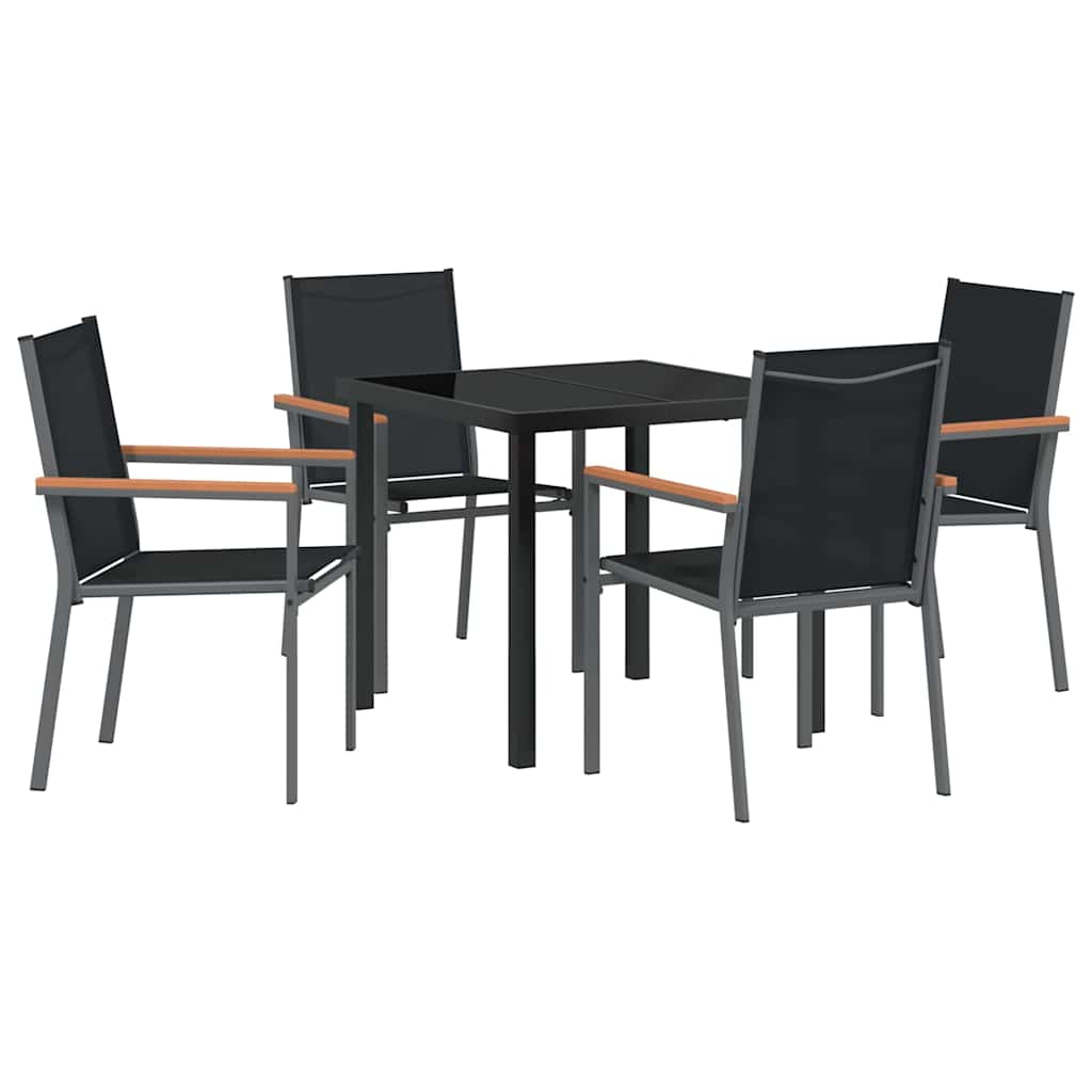 Tuin eettafelset 5 pcs Zwart Poedercoating staal