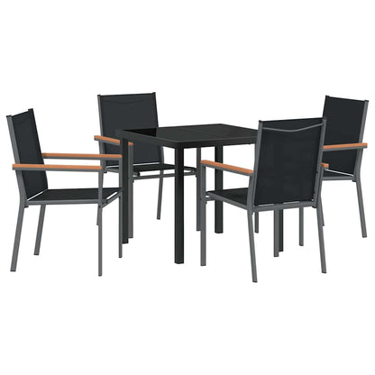 Tuin eettafelset 5 pcs Zwart Poedercoating staal