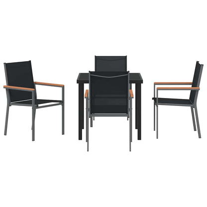 Tuin eettafelset 5 pcs Zwart Poedercoating staal
