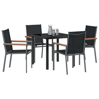 Tuin eettafelset 5 pcs Zwart Poedercoating staal