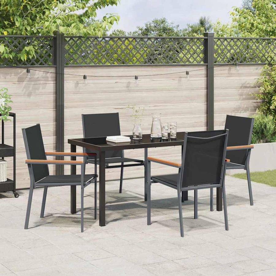 Tuin eettafelset 5 pcs Zwart Poedercoating staal