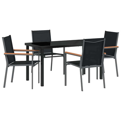 Tuin eettafelset 5 pcs Zwart Poedercoating staal