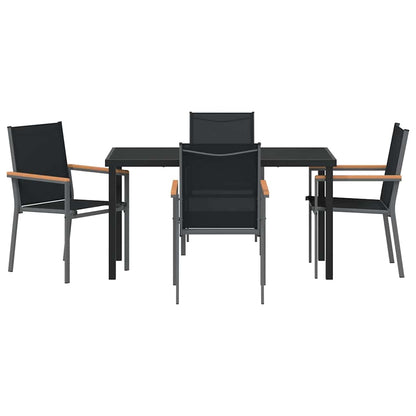 Tuin eettafelset 5 pcs Zwart Poedercoating staal