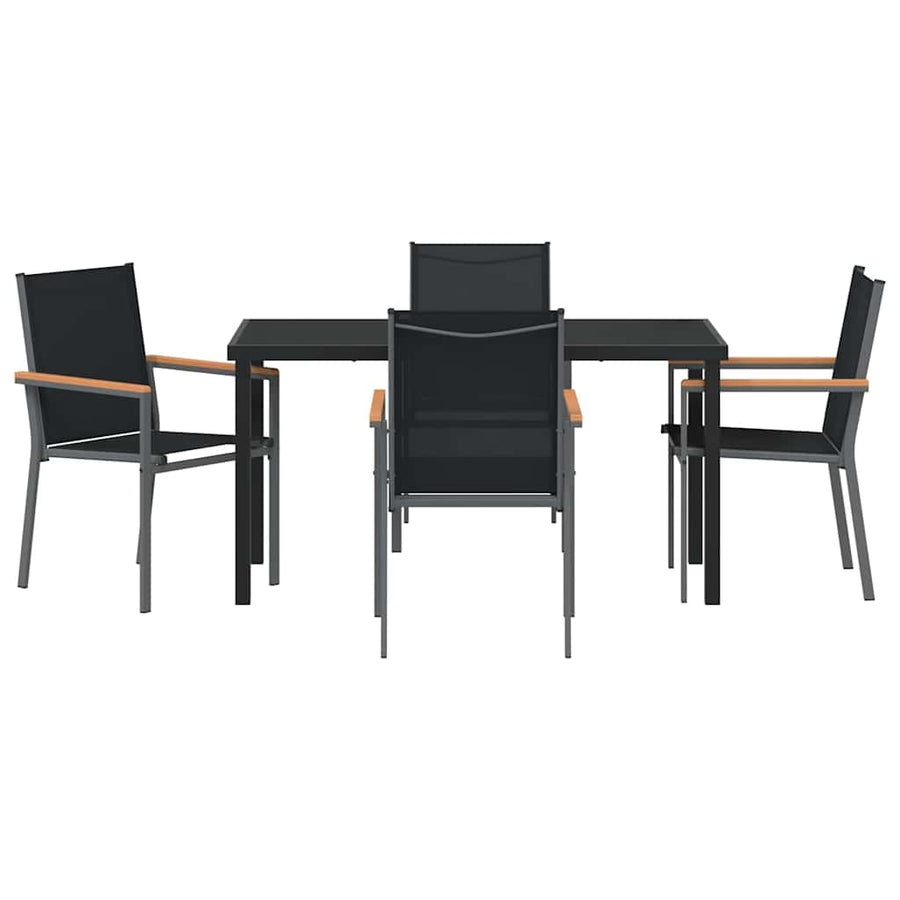 Tuin eettafelset 5 pcs Zwart Poedercoating staal