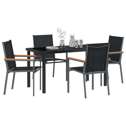 Tuin eettafelset 5 pcs Zwart Poedercoating staal