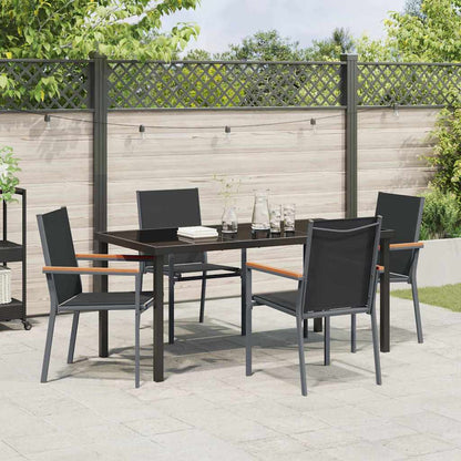 Tuin eettafelset 5 pcs Zwart Poedercoating staal
